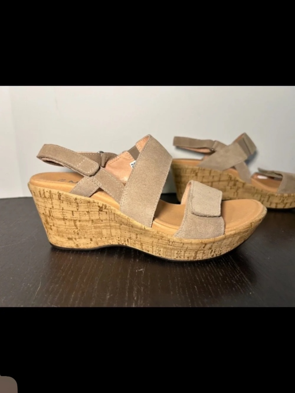 NWOB Naot Resort Sunrise Strappy Wedge Sandal Almond Suede Womans EU 39/US 8-8.5